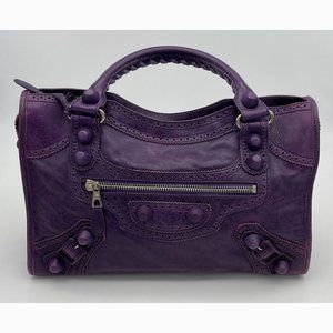 2008 Balenciaga City Raisin Brogue Covered Giant Hardware Bag - Pristine